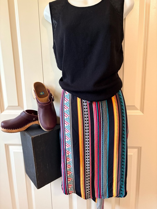 SHEIN Dresses & Skirts - Women’s Black Multicolor Stripe Patterned Skirt, size XL